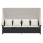 Tumbona con capota y cojines ratán sintético negro de , Tumbonas - Ref: Foro24-368353, Precio: 256,34 €, Descuento: %