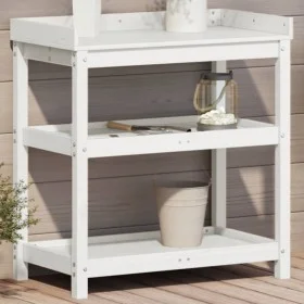 Plantation table with white pine wood shelves 82.5x45x86.5 cm by , Pot stands - Ref: Foro24-832433, Price: 82,05 €, Discount: %