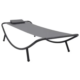 Tumbona de acero gris 200x90 cm de vidaXL, Camas para exteriores - Ref: Foro24-48082, Precio: 82,33 €, Descuento: %