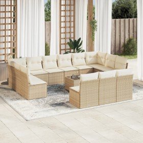 Set sofás de jardín 14 pzas con cojines ratán sintético beige en Conjuntos de jardín | Comprar online en Foru.es