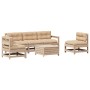 Juego de muebles de jardín 6 pzas y cojines madera maciza pino de , Conjuntos de jardín - Ref: Foro24-3250732, Precio: 463,65...