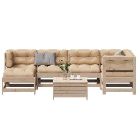 Juego de muebles de jardín 7 pzas y cojines madera maciza pino de , Conjuntos de jardín - Ref: Foro24-3250912, Precio: 751,89...