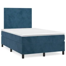 Box spring bed with dark blue velvet mattress 120x190 cm by , Beds and slatted bases - Ref: Foro24-3269987, Price: 431,66 €, ...