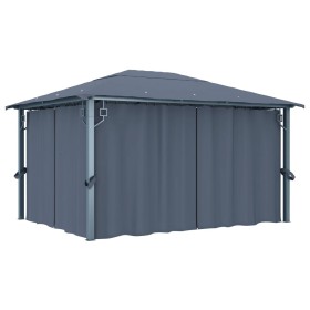 Cenador con cortina gris antracita aluminio 400x300 cm de vidaXL, Carpas y cenadores - Ref: Foro24-48045, Precio: 498,82 €, D...