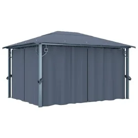 Cenador con cortina gris antracita aluminio 400x300 cm de vidaXL, Carpas y cenadores - Ref: Foro24-48045, Precio: 488,62 €, D...