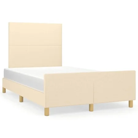 Estructura de cama con cabecero tela crema 120x190 cm de , Camas y somieres - Ref: Foro24-3270504, Precio: 182,77 €, Descuent...