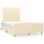 Estructura de cama con cabecero tela crema 120x190 cm de , Camas y somieres - Ref: Foro24-3270504, Precio: 182,77 €, Descuent...