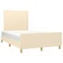 Estructura de cama con cabecero tela crema 120x190 cm de , Camas y somieres - Ref: Foro24-3270504, Precio: 182,77 €, Descuent...