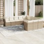 Set de sofás de jardín 11pzas con cojines ratán sintético beige en Conjuntos de jardín | Comprar online en Foru.es