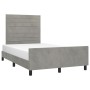 Estructura cama con cabecero terciopelo gris claro 120x190 cm de , Camas y somieres - Ref: Foro24-3270584, Precio: 161,06 €, ...