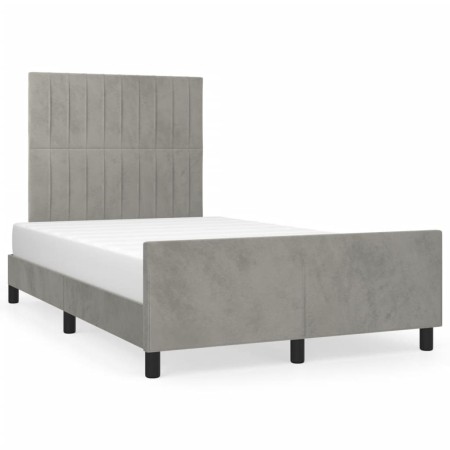 Estructura cama con cabecero terciopelo gris claro 120x190 cm de , Camas y somieres - Ref: Foro24-3270590, Precio: 184,71 €, ...