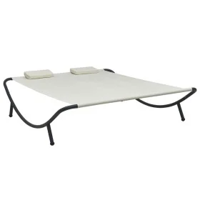 Tumbona de jardín tela blanco crema de vidaXL, Camas para exteriores - Ref: Foro24-48074, Precio: 89,81 €, Descuento: %