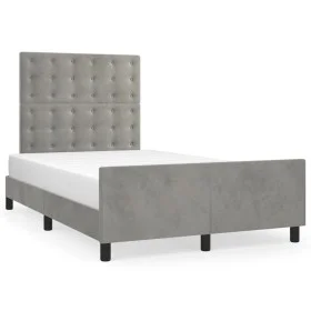 Estructura cama con cabecero terciopelo gris claro 120x190 cm de , Camas y somieres - Ref: Foro24-3270602, Precio: 180,65 €, ...