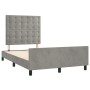 Estructura cama con cabecero terciopelo gris claro 120x190 cm de , Camas y somieres - Ref: Foro24-3270602, Precio: 181,52 €, ...
