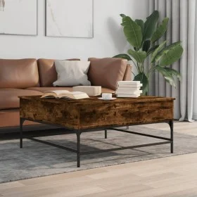 Mesa de centro madera ingeniería y metal roble humo 95x95x45 cm de , Mesas de centro - Ref: Foro24-3217066, Precio: 110,35 €,...