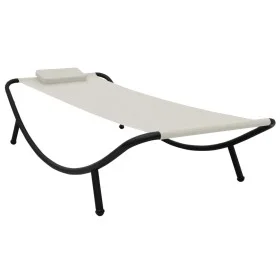 Tumbona de jardín de acero color crema 200x90 cm de vidaXL, Camas para exteriores - Ref: Foro24-48080, Precio: 75,65 €, Descu...