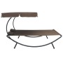 Tumbona de exterior con dosel y almohadas marrón de vidaXL, Camas para exteriores - Ref: Foro24-48069, Precio: 127,24 €, Desc...