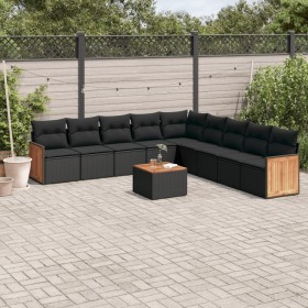 Set de sofás de jardín 10 pzas cojines ratán sintético negro de , Conjuntos de jardín - Ref: Foro24-3260144, Precio: 593,00 €...
