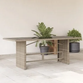 Gartentischoberfläche Glas PE Rattan hellgrau 190x80x74 cm von , Gartentische - Ref: Foro24-365308, Preis: 185,74 €, Rabatt: %