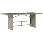 Mesa jardín superficie vidrio ratán PE gris claro 190x80x74 cm de , Mesas de jardín - Ref: Foro24-365308, Precio: 182,42 €, D...