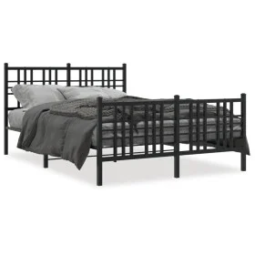 Black metal headboard and footboard bed frame 120x200 cm by , Beds and slatted bases - Ref: Foro24-376340, Price: 113,46 €, D...