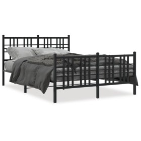 Estructura de cama cabecero y estribo metal negro 120x200 cm de , Camas y somieres - Ref: Foro24-376340, Precio: 114,97 €, De...