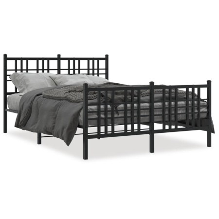 Estructura de cama cabecero y estribo metal negro 120x200 cm de , Camas y somieres - Ref: Foro24-376340, Precio: 114,97 €, De...