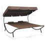 Tumbona de exterior con dosel y almohadas marrón de vidaXL, Camas para exteriores - Ref: Foro24-48069, Precio: 127,24 €, Desc...
