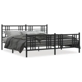 Black metal headboard and footboard bed frame 200x200 cm by , Beds and slatted bases - Ref: Foro24-376349, Price: 145,28 €, D...