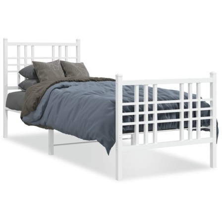 Estructura cama metal con cabecero y pie cama blanca 80x200 cm de , Camas y somieres - Ref: Foro24-376382, Precio: 81,72 €, D...