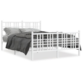 Estructura cama metal con cabecero y estribo blanco 120x200 cm de , Camas y somieres - Ref: Foro24-376389, Precio: 106,21 €, ...