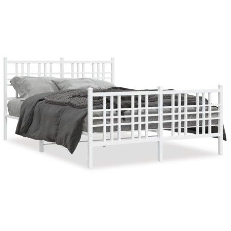 Estructura cama metal con cabecero y estribo blanco 120x200 cm de , Camas y somieres - Ref: Foro24-376389, Precio: 106,21 €, ...