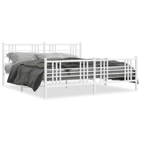 Estructura cama metal con cabecero y pie cama blanco 183x213 cm de , Camas y somieres - Ref: Foro24-376396, Precio: 131,60 €,...