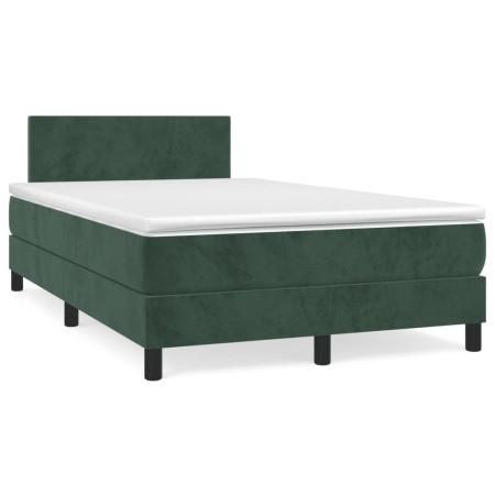 Cama box spring con colchón terciopelo verde oscuro 120x190 cm de , Camas y somieres - Ref: Foro24-3269828, Precio: 364,44 €,...