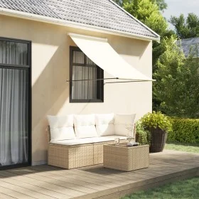 Cream fabric and steel retractable awning 150x150 cm by , Awnings - Ref: Foro24-368758, Price: 39,52 €, Discount: %