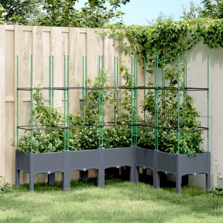 Jardinera con enrejado PP azul gris 160x120x142,5 cm de , Maceteros y jardineras - Ref: Foro24-367966, Precio: 112,66 €, Desc...
