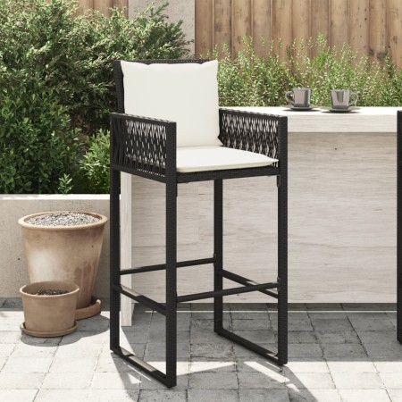 Taburetes de cocina con cojines 2 uds ratán sintético negro de , Sillas de jardín - Ref: Foro24-368705, Precio: 174,47 €, Des...
