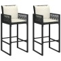 Taburetes de cocina con cojines 2 uds ratán sintético negro de , Sillas de jardín - Ref: Foro24-368705, Precio: 174,47 €, Des...