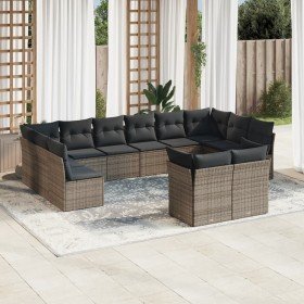Set de sofás de jardín 12 pzas con cojines ratán sintético gris en Conjuntos de jardín | Comprar online en Foru.es