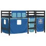 Cama alta para niños con cortinas madera pino azul 90x190 cm de , Camas y somieres - Ref: Foro24-3283833, Precio: 196,75 €, D...