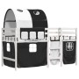 Cama alta niños con túnel madera pino blanco negro 80x200 cm de , Camas y somieres - Ref: Foro24-3283838, Precio: 193,18 €, D...