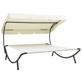 Gartenliege mit grauer Markise von vidaXL, Liegen - Ref: Foro24-48071, Preis: 92,92 €, Rabatt: %