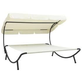 Tumbona de jardín con toldo gris de vidaXL, Tumbonas - Ref: Foro24-48071, Precio: 97,26 €, Descuento: %