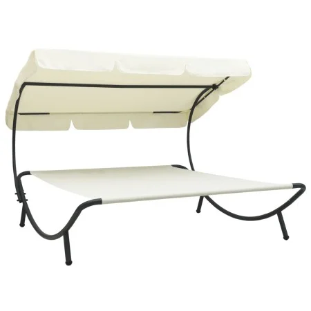 Tumbona de jardín con toldo gris de vidaXL, Tumbonas - Ref: Foro24-48071, Precio: 92,92 €, Descuento: %