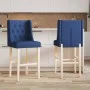 Taburetes altos 2 uds madera maciza de caucho y tela de , Taburetes de cocina - Ref: Foro24-4006225, Precio: 96,20 €, Descuen...