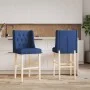 Taburetes altos 2 uds madera maciza de caucho y tela de , Taburetes de cocina - Ref: Foro24-4006225, Precio: 96,20 €, Descuen...