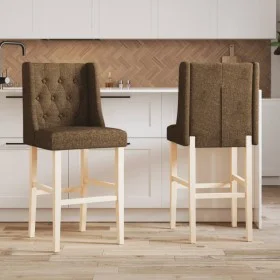 Taburetes altos 2 uds madera maciza de caucho y tela de , Taburetes de cocina - Ref: Foro24-4006227, Precio: 112,64 €, Descue...