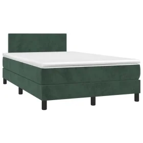 Box spring bed with mattress and LED dark green velvet 120x190cm by , Beds and slatted bases - Ref: Foro24-3270144, Price: 40...