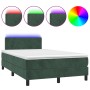 Cama box spring colchón y LED terciopelo verde oscuro 120x190cm de , Camas y somieres - Ref: Foro24-3270144, Precio: 370,37 €...