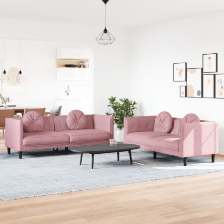 Juego de sofás con cojines 2 piezas terciopelo rosa de , Sofás - Ref: Foro24-3209260, Precio: 552,18 €, Descuento: %